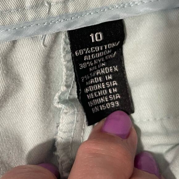 Apostrophe Womens Stretch Chino Pants Size 10 Cropped Pale Light Blue Cuffed Hem - Picture 5 of 9